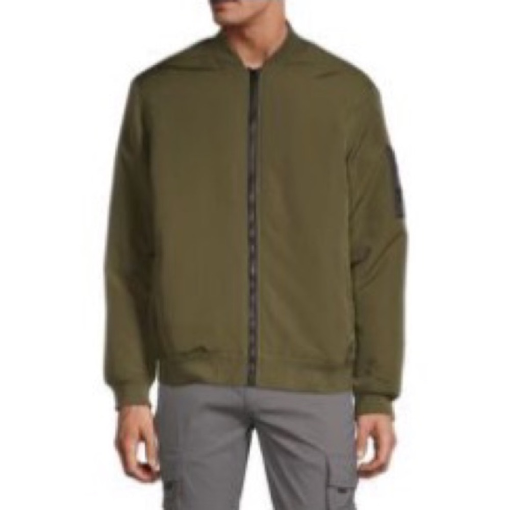 American Stitch New long‎ sleeve full zip bomber Jackets in olive green